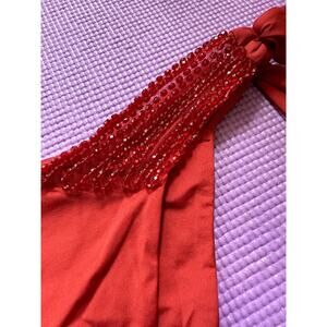 $250 La Perla Bikini Bottom Rhinestone Tie Side Womens Size 8 Lycra Beaded Swim